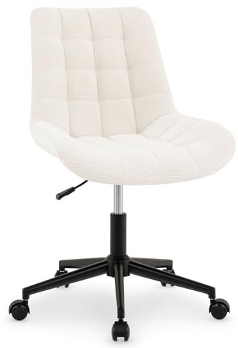 IDIMEX Drehstuhl VASILO höhenverstellbar in weiß, Bürostuhl mit Metallgestell in schwarz, Schreibtischstuhl mit 5 Doppelrollen, drehbarer Computerstuhl mit bequemer Sitz- und Rückenpolsterung