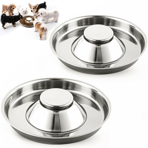 FALUCKYY Puppy Feeding Bowls,2PCS Bowl Slow Feeder Dog Bowl, Puppy Weaning Bowl Non-Skid Dog Food and Water Bowl,Metal Dog Bowls for Small Medium Large Dogs, Cat, Pets