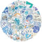 50 Stück Blaue Meer Aufkleber, Sommer Wasserfeste Sticker Set, Niedliche Stickers Muschel Seepferdchen Seestern Qualle Fisch Aufklebers für Mädchen Jugendliche Erwachsene für Wasserflaschen Elektronik