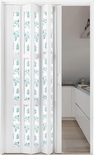 GLFNB Portes de Placard Pliantes en accordéon en PVC, Largeur 60-180 cm, Porte coulissante intérieure pour buanderie, Garde-Manger, Chambre (L x H 53,5 x 203 cm)