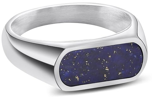 Arkai by Trendhim Siegelring Herren | Silber Sigelring aus Edelstahl mit Blauem Lapis Lazuli | Dänisches Design | Ausdrucksstarker Männerschmuck für Alltag & Anlass