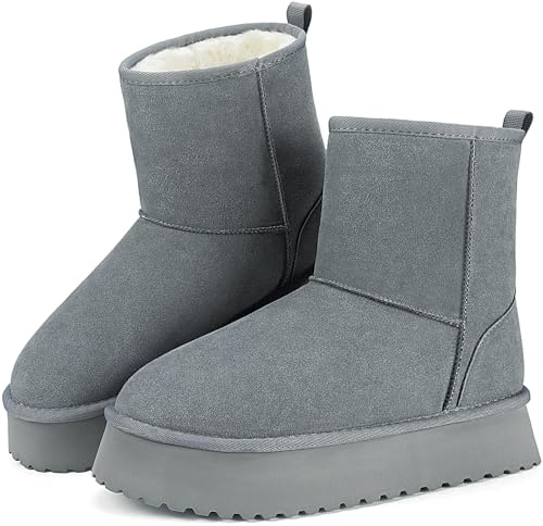 Mishansha Donna Invernali Scarpe da Neve Calde Stivaletti 36-42 EU | Platform, Antiscivolo, Fodera Interna， Memory Foam， Suole in EVA， Passeggiata, in Ufficio, Resistenti