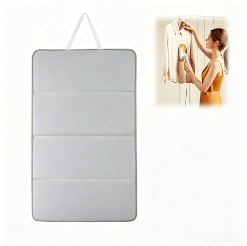 Qivine Foldable Ironing Mat, Hanging Mini Ironing Board for Travel, Compact & Portable, for Steam Pressing on Tabletop, Bed, Hanging, 68 x 41cm (Ironing Board)