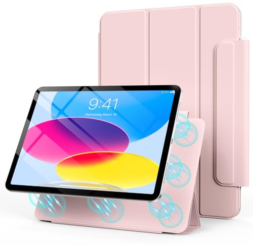 SZPSGC Magnetisch Hülle für iPad (A16) 11./10. Gen (2025/2022), Rosa | Magnetisch Befestigung, Trifold Ständer, Leichter Schutz, Auto Ruhen/Wecken, PU-Leder Cover