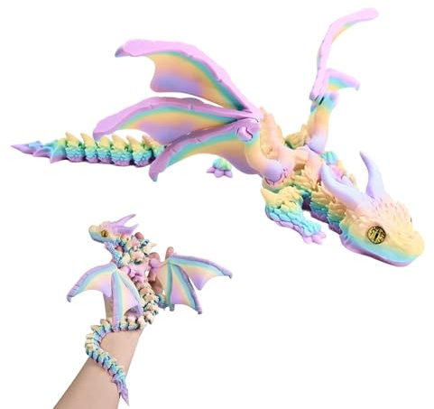 SPERMUOY 3D Drache, 40CM Drachen Spielzeug mit Augen 3D Gedruckter Beweglicher Drache für Weihnachten Ostern Geburtstage Deko Stressabbau