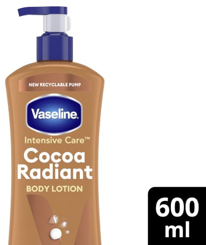 Vaseline Intensive Care Body Lotion Cocoa Radiant 600ml, Deeply Moisturising Body Moisturiser for Dry Skin, With Cocoa Butter and Micro Droplets of Vaseline Jelly Pack of 50