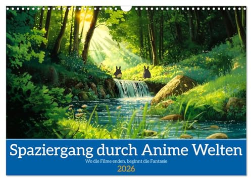 Spaziergang durch Anime Welten (Wandkalender 2026 DIN A3 quer), CALVENDO Monatskalender: Ein Kalender, der Träume weckt - Fantasievolle Anime-Landschaften für jeden Monat (CALVENDO Kunst)