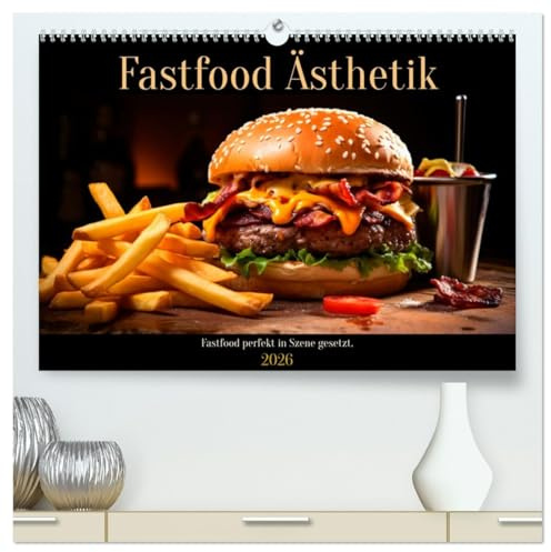 Fastfood Ästhetik (hochwertiger Premium Wandkalender 2026 DIN A2 quer), Kunstdruck in Hochglanz: Sinnliches Fastfood: Stilvolle Genüsse, Monat für Monat. (CALVENDO Lifestyle)