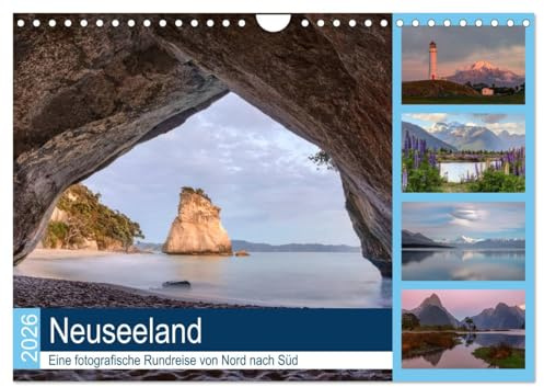 Neuseeland - Eine fotografische Rundreise von Nord nach Süd (Wandkalender 2026 DIN A4 quer), CALVENDO Monatskalender: Ein Fernweh-Land zum Träumen mit ... dieser Erde - Neuseeland! (CALVENDO Orte)