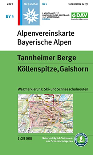 Tannheimer Berge, Köllenspitze, Gaishorn: Topographische Karte 1:25.000 mit Wegmarkierung, Ski- und Schneeschuhrouten: Topographische Karte mit ... und Schneeschuhrouten (Alpenvereinskarten)