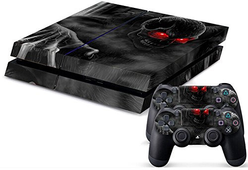 DOTBUY PS4 Skin Aufkleber Sticker Design Folie schützende Haut Schale für Sony Playstation 4 Konsole und 2 Dualshock Controller (Dark Skull)