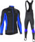 FDX Men's Thermodream Winter Cycling Suit - Italian Thermal Roubaix Windproof Clothing Set - Long Sleeve Jersey with 3D Padded Bib Tight for Biking, Bicycle Riding, Outdoor Sports (Blue-L)