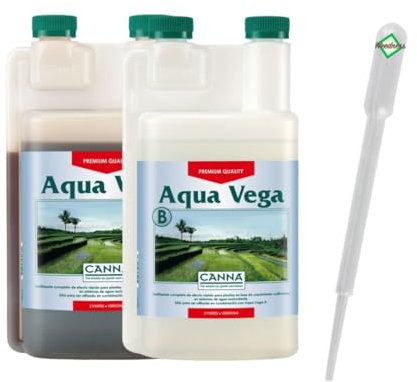 Canna Aqua Vega A & B 1 litro - Fase di crescita idroponica fertilizzante fertilizzante idroponico Fertilizzante liquido per l'irrigazione organico Grow Bio Natural