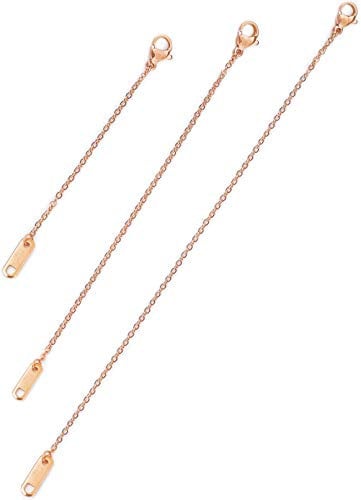 Altitude Boutique 18k Rose Gold Plated Necklace Extenders | Delicate Necklace Extender Chain Set for Women | 3 Piece Hypoallergenic Extender Set, Extensions 5cm, 10cm, 15cm (Rose Gold)