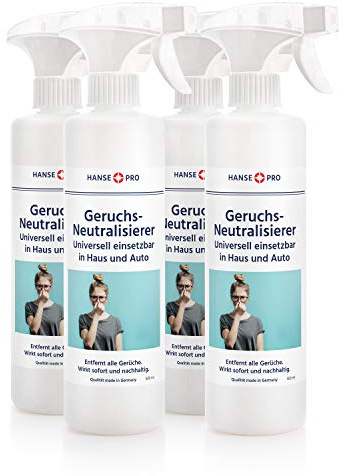 Hanse Pro Geruchsneutralisierer, 4 x 500 ml I Geruchs-Entferner I für Textilien, Wohnung und Auto I entfernt Gerüche von Hund und Katze