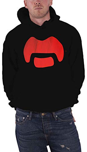 Frank Zappa Felpa con Cappuccio Moustache Logo Nuovo Ufficiale Uomo Nero Size S