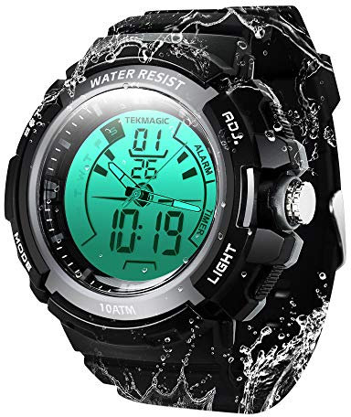 10 ATM Luminoso Orologio Subacqueo Sportivo da Immersione Subacquea Cronometro Sommergibile con Funzione di Allarme, Supporto Visualizzazione Doppio Fuso Orario, Formato 12/24 Ore, Movimenti e Analogi