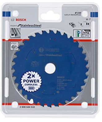 Bosch Professional Circular Saw Blade Expert for (Stainless Steel, 150 x 20 x 1.6 mm, 32 teeth; Accessories: Cordless Circular Saw)