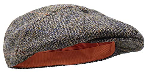 Borges & Scott Dingwall Schirmmütze 8-TLG. – Schiebermütze Herren aus 100% handgewebter Wolle Harris Tweed - Wasserabweisend - Rebhuhn Braun 62cm