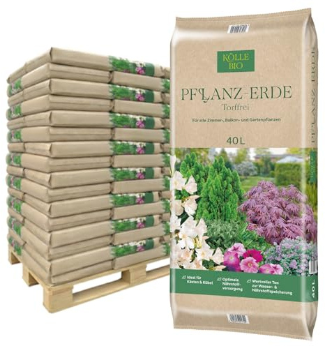 Kölle's Beste Pflanzerde, torffreie Pflanzenerde für alle Garten- und Balkonpflanzen, mit 1,5-Monate-Langzeitdünger, zum Topfen und Umtopfen, 30 Sack à 40 Liter Blumenerde