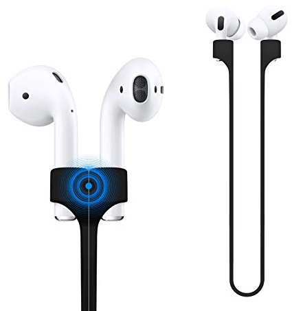 Deexeen Compatible for Magnetic Anti-lost Strap AirPods 1 2 Pro Accessory - Colorful Soft Sport String Tether Lanyard, Running Silicone Wire Cable Connector, Silica Gel Neck Rope Cord - Black