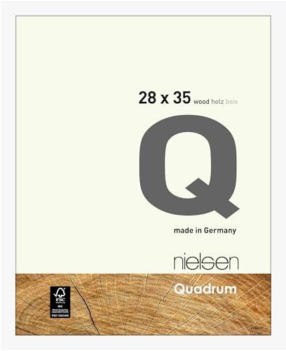 nielsen Bilderrahmen, 28 x 35 cm, Holz, Reinweiß, Rahmen zum Aufhängen im Hoch- & Querformat, Echtglas, Quadrum