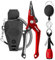 SAMSFX Aluminum Fishing Locking Pliers Saltwater Split Shot Ring Braid Cutter Hook Remover Pliers with Lanyard and Sheath, Quick Knot Tool Combo (Gray & Red Handle)