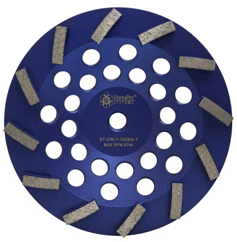 DiamaPro Systems DT-CW-7-12SEG-T Gewinde 7 Zoll 12 Segment Turbo Beton Schleiftopf Rad zum Schleifen, Nivellieren, Entfernen von Kleber/Beschichtung