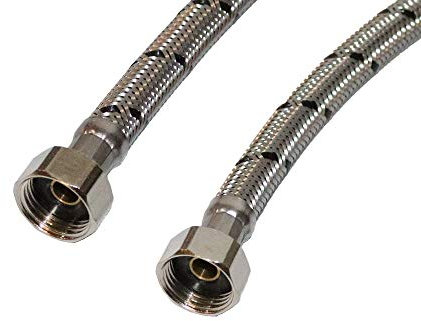 Aumix x2 (Pair) ½” x ½” inch BSP 9mm Bore 300mm Flexible Braided Pipe Kitchen Basin Monobloc Mixer Tap Connector Hose WRAS Approved