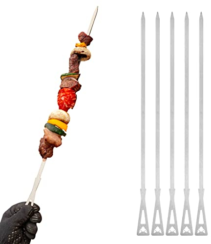 FENNEK Pique à brochette | accessoire de barbecue | acier inoxydable | avec pochette de rangement | Made in Germany | lot de 6 | long