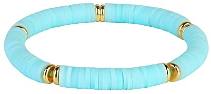 KELITCH Stretch Armbänder Stapelbarer Regenbogen HEISHI Perlen Armbänder Elastische Freundschaftsbänder Boho Summer Beach Schmuck (01H)