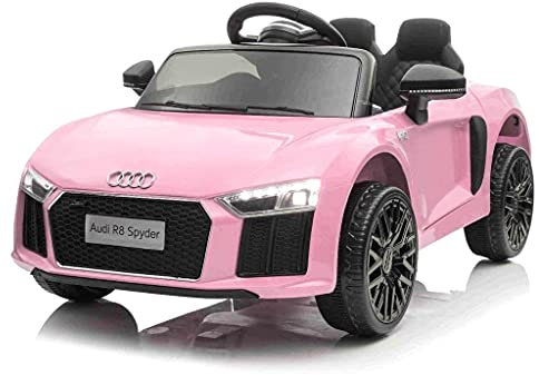 Compact Licensed R8 Spyder 12V Children’s Battery Operated Rechargeable Electric Ride On Toy Car with 2.4G Parental remote Control - Pink