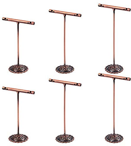 FINGERINSPIRE 6 Stück Rot Kupfer T-förmige Ohrringständer für Schmuck (9 cm hoch, 11 cm hoch, 12,5 cm hoch)