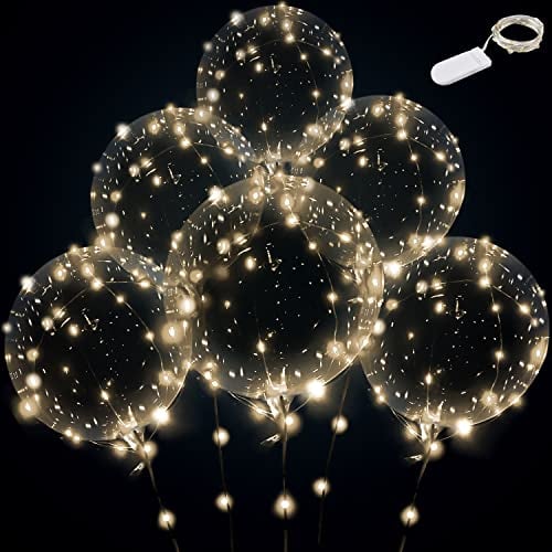 Leuchtende LED-Ballons, 12 Sets mit LED-Lichterkette mit 15 Stück 61 cm großen transparenten Luftballons für Helium-Tank, erstaunliche Party-Dekoration (warmweiß, 12 Sets mit Batterie)