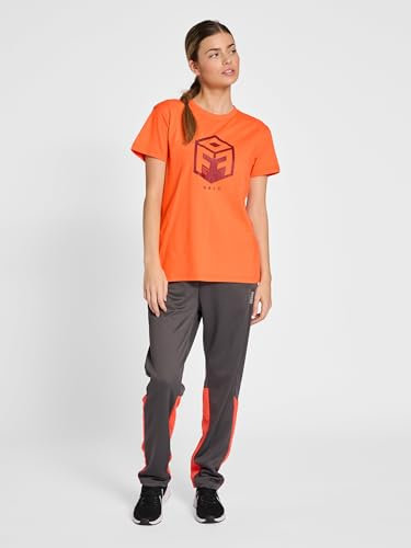 hummel Damen Hmloffgrid Cotton Jersey S/S Wo T Shirt, Nasturtium/Rhubarb, S EU