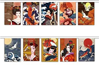 Stormflag Japan Sushi Bar Restaurant Art Japonais string flag Interior Door decoration. Longueur d'environ 9.8 pieds (3mètres), 10 drapeaux Chaque drapeau mesure 20 x 30cm
