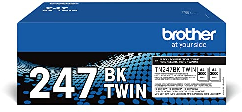 Brother Original TN-247BKTWIN Bundle mit 2 Tonern, schwarz, für bis zu ca. 6000 Seiten DCPL3550CDW/ DCPL3510CDW/ HLL3210CW/ HLL3230CDW/ HLL3270CDW/ MFCL3730CDN/ MFCL3750CDW/ MFCL3770CDCDW
