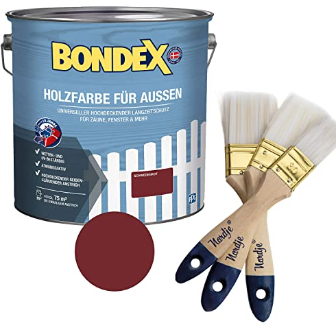 Bondex Holzfarbe für Außen 7,5l (inkl. Nordje Flächenstreicher) (Schwedenrot)