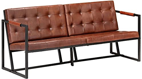 vidaXL Sofa 3-Sitzer Couch Sessel Loungesofa Polstersofa Ledersofa Wohnzimmersofa Sitzmöbel Designsofa Polstermöbel Braun Echtes Ziegenleder
