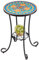 VONLUCE Mosaic Side Table and Plant Stand, 36cm Ceramic Tile Top, Indoor Outdoor Mosaic Accent Table with Shelf, Green