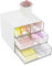 CIOUYAOS Mini Schreibtisch Schubladen Organizer, Small Make up Organizer, stapelbare Aufbewahrungsbox, stabile Kunststoff-Aufbewahrungsschubladen für Büro, Zuhause (Vertical 4 Grids)