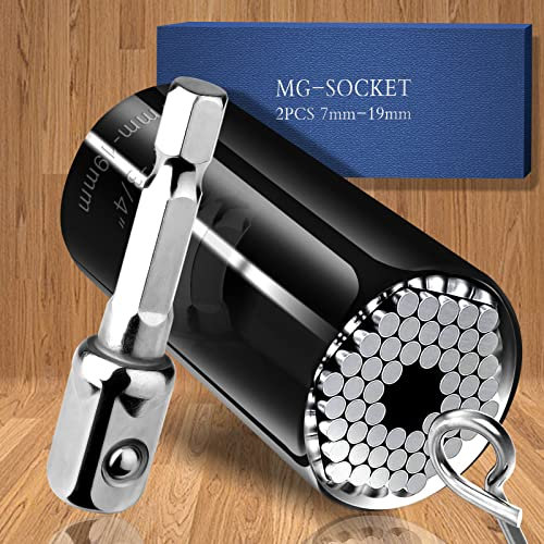 Universal-Steckschlüssel-Sets, Geschenke für Männer, Multifunktions-Universal-Steckschlüssel-Set, Super-Steckschlüssel-Set, Werkzeug-Geschenk für Männer, Vater, Ehemann, Frauen (7–19 mm), Schwarz