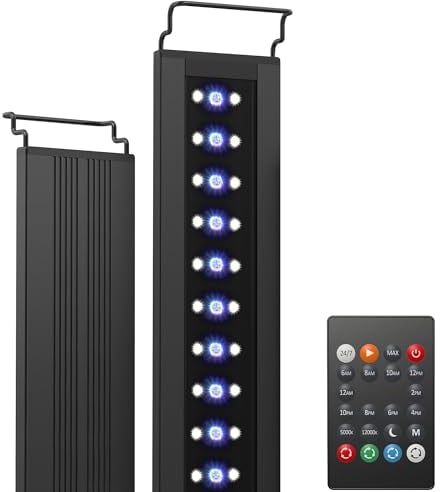 NICREW C10 24/7 LED Acuario 28-42 cm, Luz Acuario con Espectro Completo y Temporizador, Pantalla Led Acuario con Brillo Ajustable, 9 W