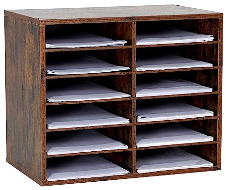 GUUSII HOME Ablagefächer Stapelbar Ablage Schreibtisch Dokumentenablage Schreibtischablage Büroablage Ablagefach Briefkorb Briefablage Stapelsysteme Aktenablage Bürobedarf Ablagen 12 Fächern(Retro)