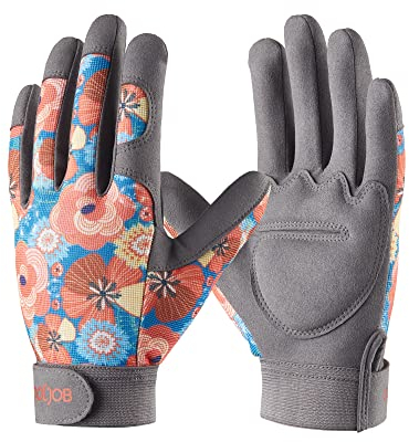 COOLJOB Gartenhandschuhe für Damen, durchstichsichere Arbeitshandschuhe für Rosenschnitt, Gepolsterte Rosenhandschuhe aus Kunstleder mit Klettverschluss (1 Paar, Größe S-M)