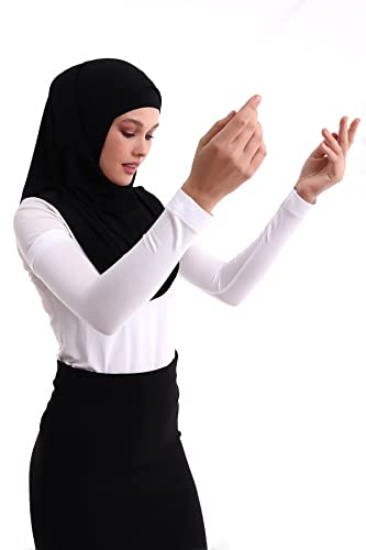 ihvan online, Damen Hijab Muslimische Gebetsärmel, Ärmel zum Bedecken der Arme für Frauen, Weiche Dehnbare Hijab-Armärmel, Weiss/opulenter Garten, Standard größe