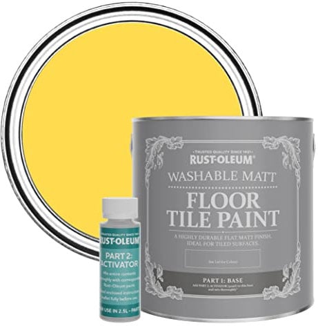 Rust-Oleum Yellow Washable Matt Floor Tile Paint - Lemon Sorbet 2.5L