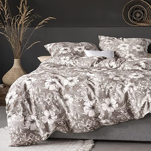 Irisette Mako-Satin Bettwäsche Sky Dubbo Natur 1 Bettbezug 155 x 220 cm + 1 Kissenbezug 80 x 80 cm