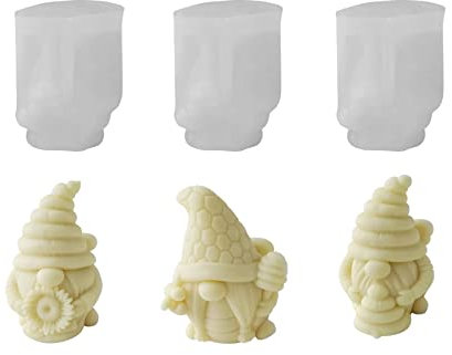 Xidmold 3 Stück Biene Wichtel Silikonformen Kerzeform Seifenform 3D Biene Zwerge Silikonform für Fondant, Sojawachs Kerzen, Seife, Gips, Epoxidharz, Figur, Handwerk