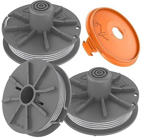 MUFUSHAN 3Pcs Rasentrimmer Ersatzfadenspule mit Spulenabdeckung für Gardena Easycut 400/25 EasyCut 450/25 Art.9807, ComfortCut450 Art.8847, Plus 500/27 Art.9809, PowerCut Art.8848, SmallCut 300/23